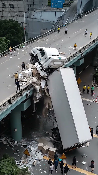 Witnessing This Crash Was Terrifying! The Cab Is Gone 😱 #ExtremeMoment, #TruckCrash