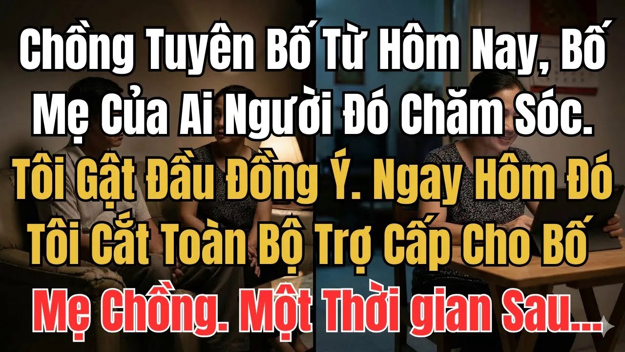 Chồng Tuyên Bố Từ Hôm Nay, Bố Mẹ Của Ai Người Đó Chăm Sóc. Tôi Gật Đầu Đồng Ý. Ngay Hôm Đó Tôi Cắt