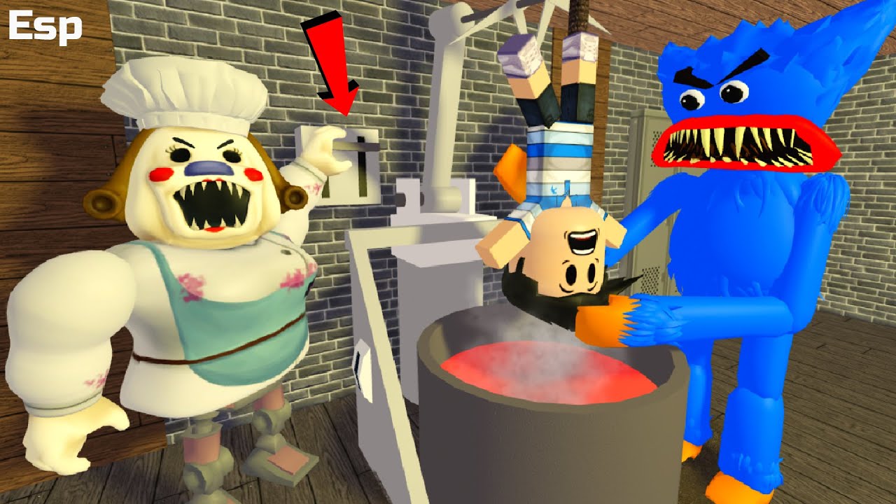 animación roblox 🍌 HUGGY WUGGY 🍉 SEÑORA DE LOS HELADOS hace helado peligroso