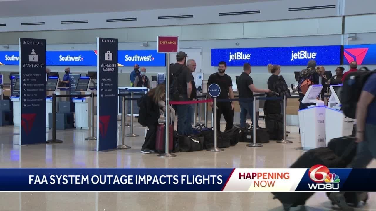 Flights at MSY remain delayed after FAA system outage - YouTube
