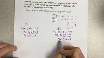 Identify inconsistent and dependent systems of equations containing three variables