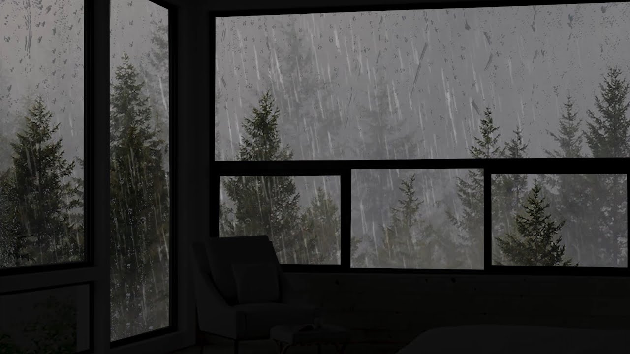 Insomnia With Showers on the Window Heavy Rain to Relax