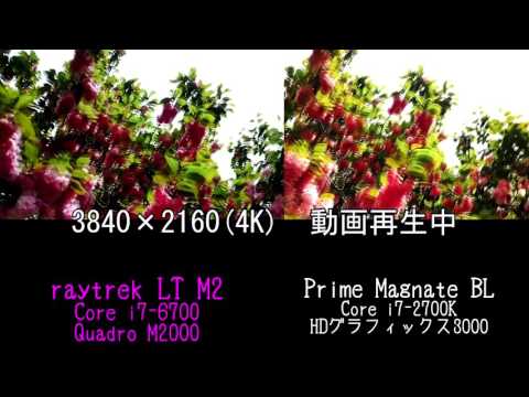 4k動画再生テスト　raytrek LT M2（NVIDIA Quadro M2000 4GB）ｖｓMagnate BL（インテルHDグラフィックス3000）