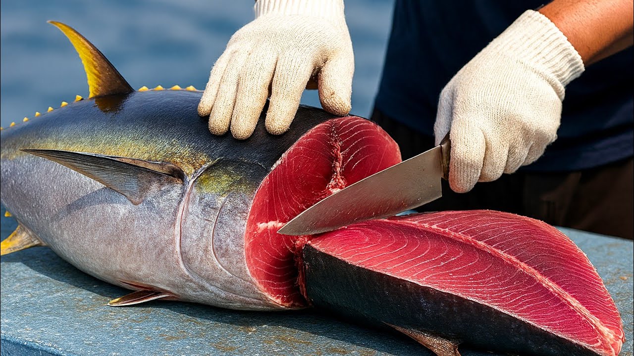 LIVE ! Fast & Easy Big Tuna Cutting Techniquew2