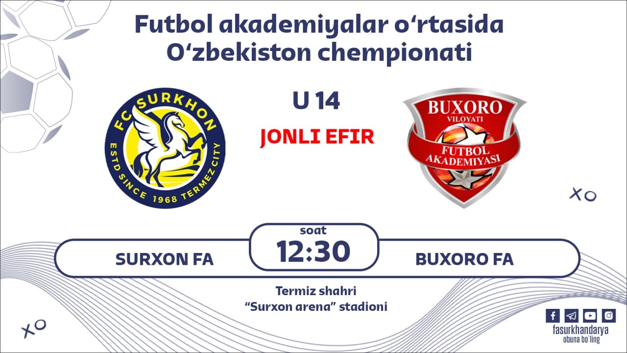 SURXON FA U14 vs BUXORO FA U14 | LIVESTREAM
