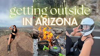 getting OUTSIDE in ARIZONA: vlog | camping, sunset motorcycle ride, hiking camelback & more