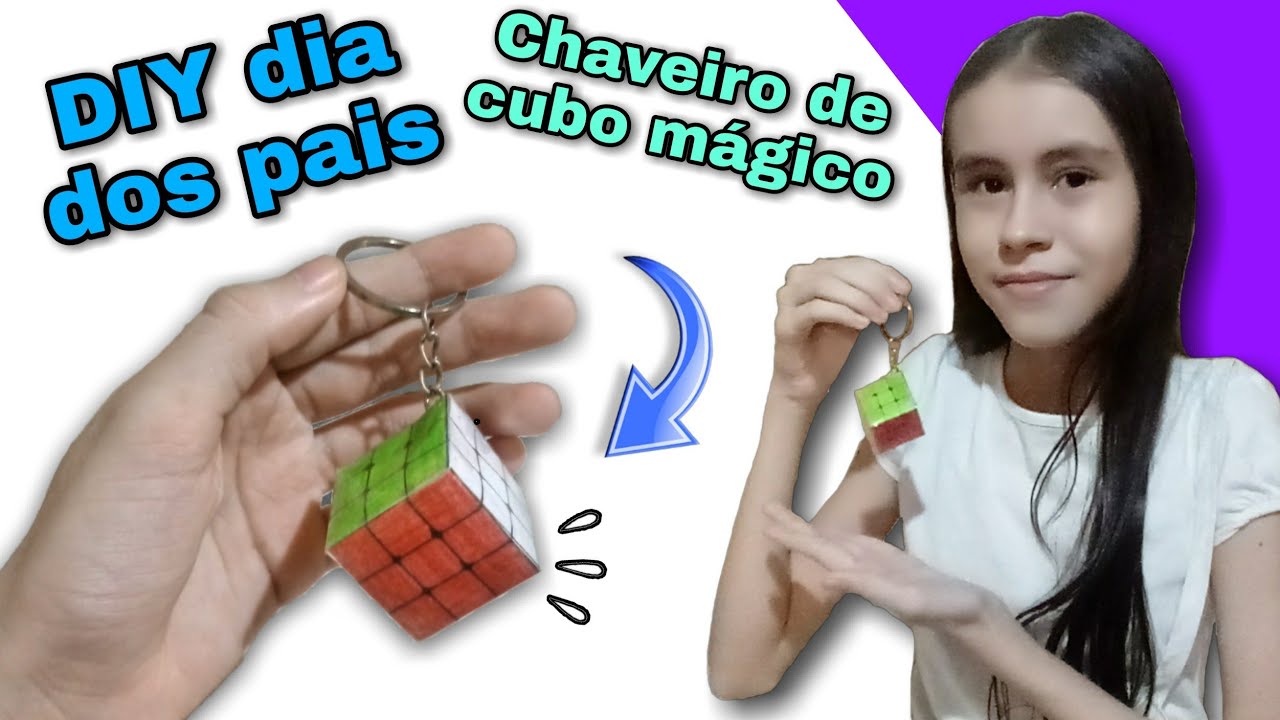 Como fazer chaveiro de cubo mágico caseiro | DIY dia dos pais | DIY paper squishy 3D
