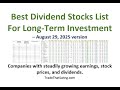 Best Dividend Stocks for Long Term Investment (August 29, 2025 List) - US and Canadian Companies