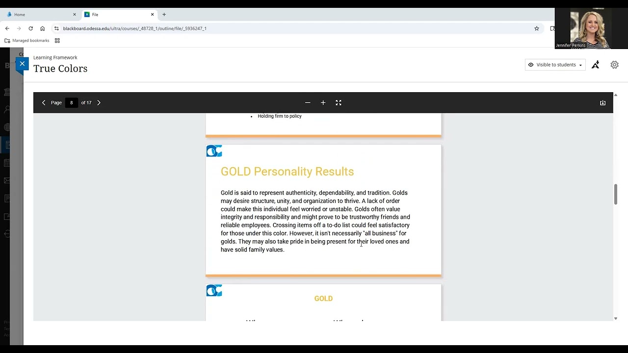 TRUE COLORS PERSONALITY LESSON