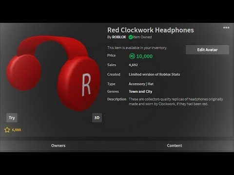 Buying Red Clockwork Headphones In Roblox 10 000 Robux Youtube - clockwork roblox avatar