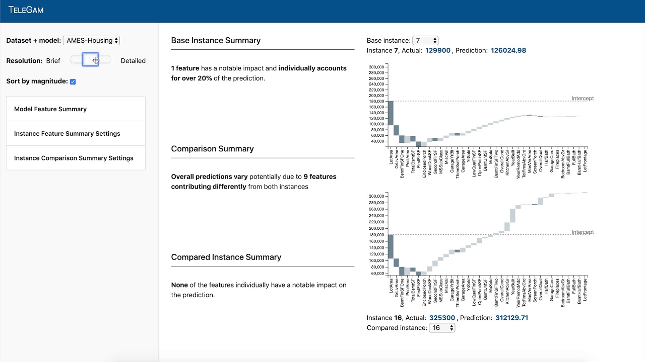 Telegam combining visualization and verbalization for interpretable