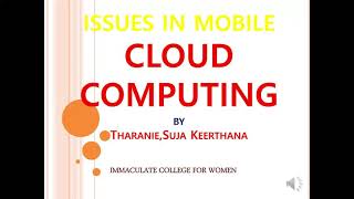 ISSUES IN MOBILE CLOUD COMPUTING
