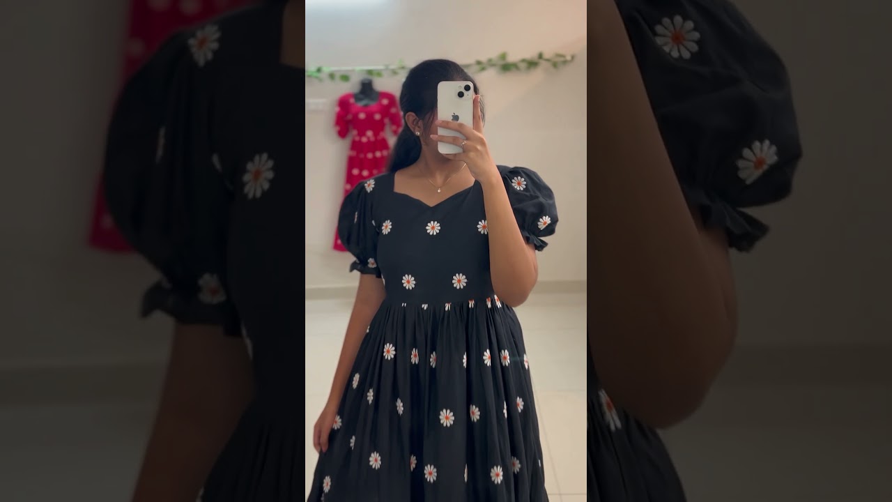 Kora cotton flower embroidered dress🩵(wtsap:9666287724)(Instagram: 