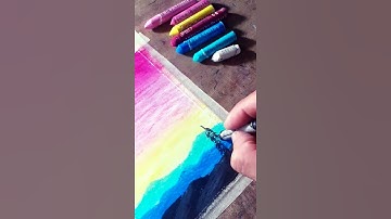 Vẽ tranh phong cảnh bằng màu sáp - Vẽ tranh sáp dầu #shorts