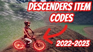 Descenders item codes screenshot 1