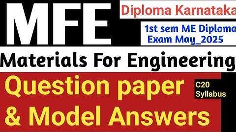 Materials for Engineering#MFE Question paper & Answer|#Diploma Exam#Materials for Engineering