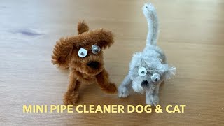 Mini Pipe Cleaner Dog and Cat | Dollhouse Miniatures