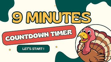 TURKEY COUNTDOWN ! 9:00 🦃 Turkey timer from 9 minutes to zero in minutes and seconds / 540"