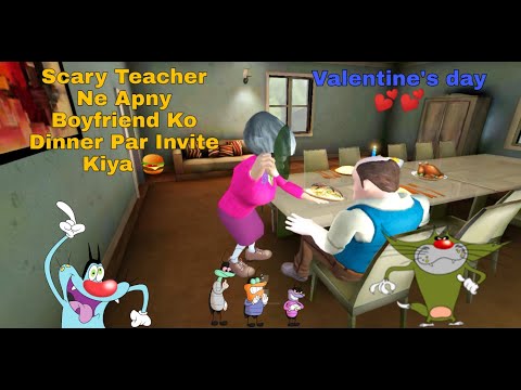 oggy-gaya-scary-teacher-ke-ghar-valentine's-day-par-(-funny-voice-)-oggy-with-cockroaches