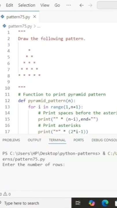Pyramid Pattern in Python Programming - YouTube