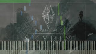Skyrim - Dragonborn Theme Tutorial Piano Solo Synthesia Sheets Midi