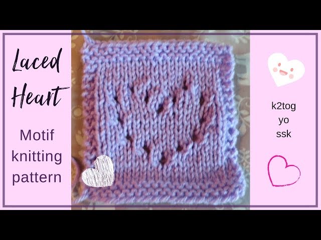 *p(R)ojectR® Heart P Knit Knitting a lace heart motif pattern with yo, ssk, and k2tog