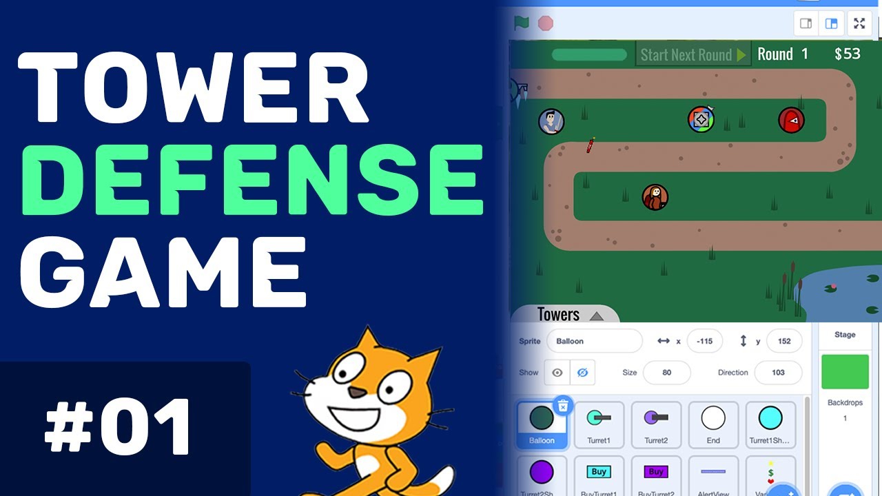 Scratch Tutorial: Tower Defense Game! (Ep. 1) 