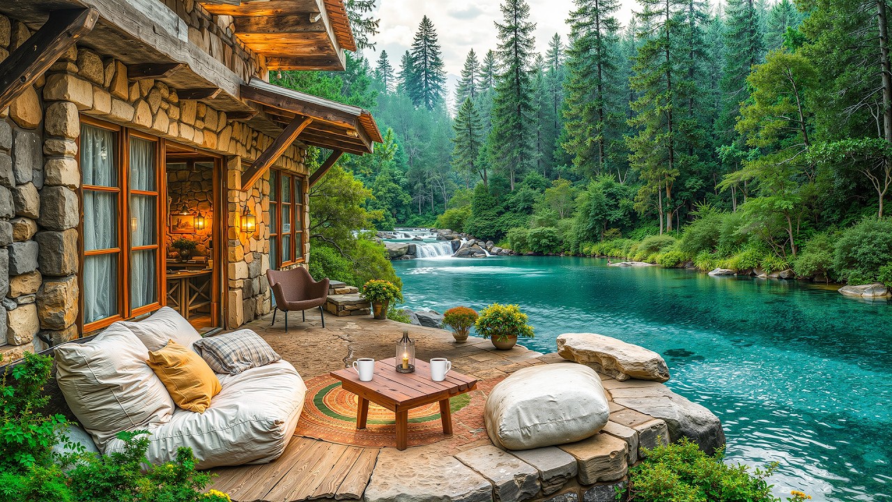 Soft Jazz In The Cabin Space With Forest View - Sweet Jazz Background Music To Improve Your Mood