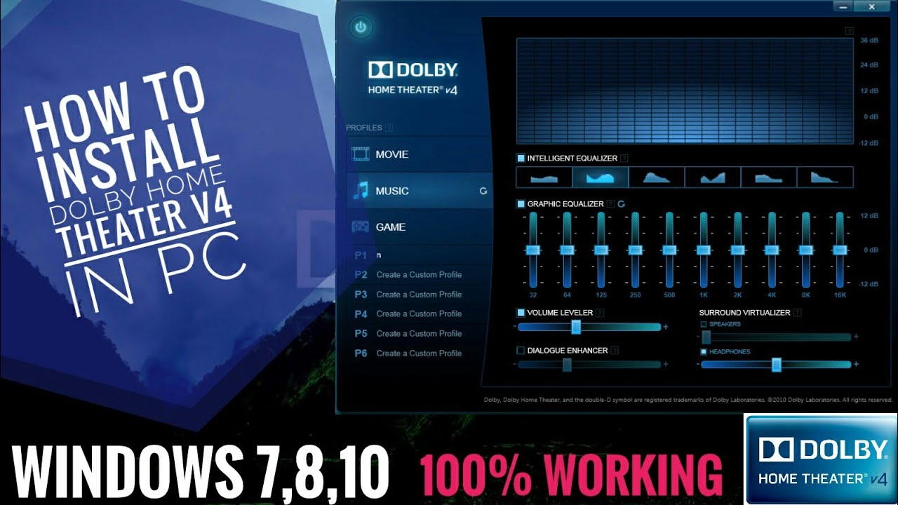 Dolby Home Theater v4 профили. ПК Dolby Home. Dolby Home Theater Equalizer. Dolby Home Theater в панели управления. Dolby home theatre v4