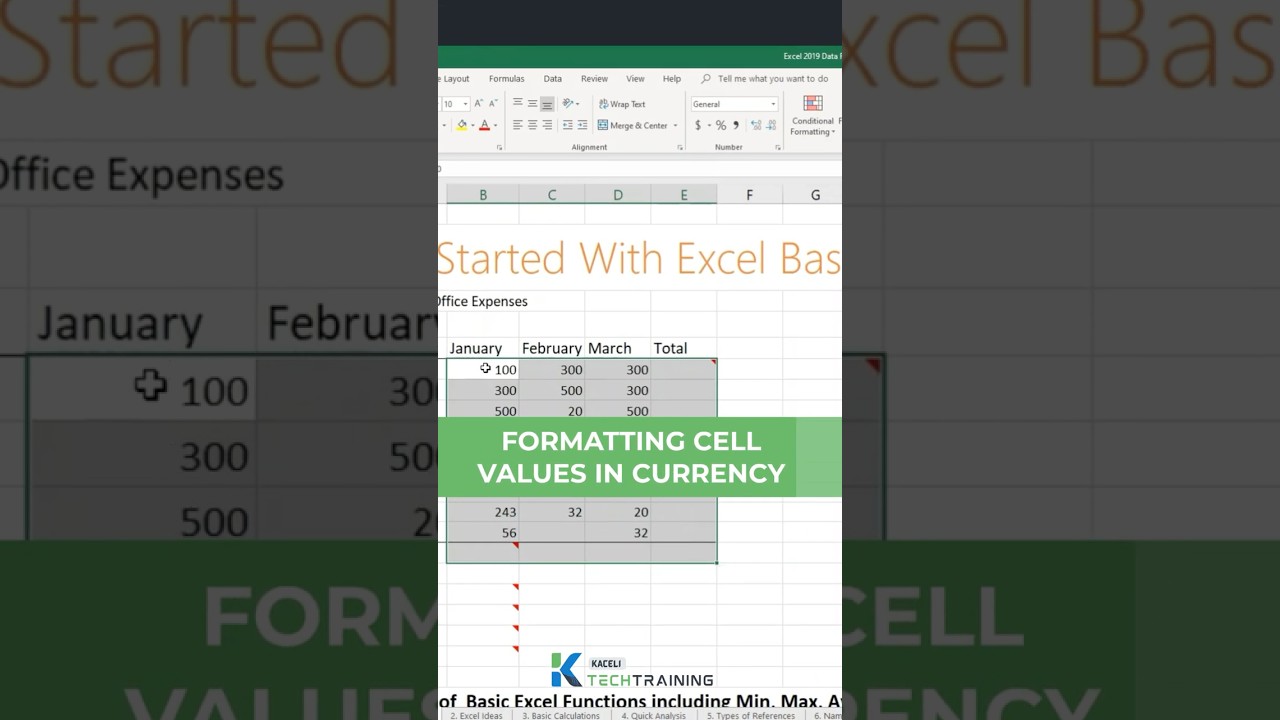 Formatting Cell Values in Currency in Excel 