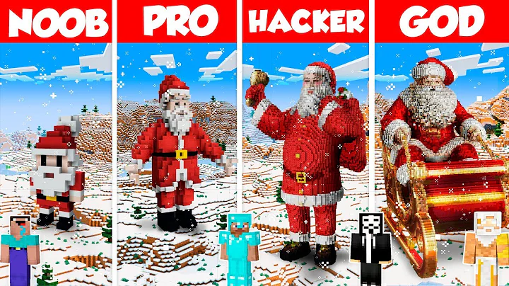 Santa Claus Statue Build Battle Challenge - Noob vs Pro vs Hacker vs God - Minecraft Animation