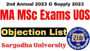 MA MSc Exams 2024 UOS Objection List | MA MSc Supply 2023 Objections | MA MSc Objections UOS 2024