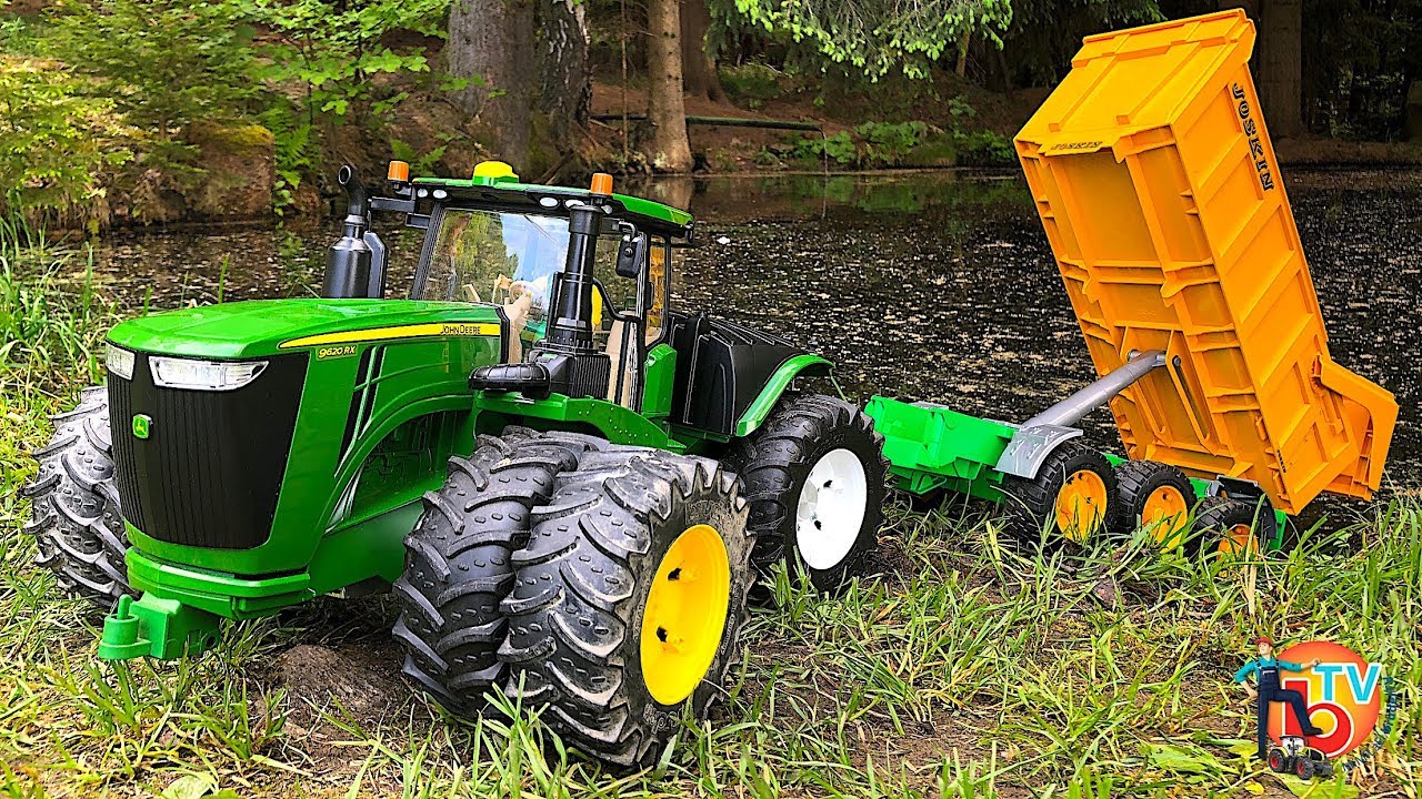 BRUDER Toys TRACTOR NEW RC JOHN DEERE & Joskin trailer - YouTube