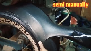 proses pengeleman vulkanisir ban truk sistem panas semi manual