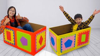 Wendy Maddie and Eric Learn to Clean Up with Box Monster