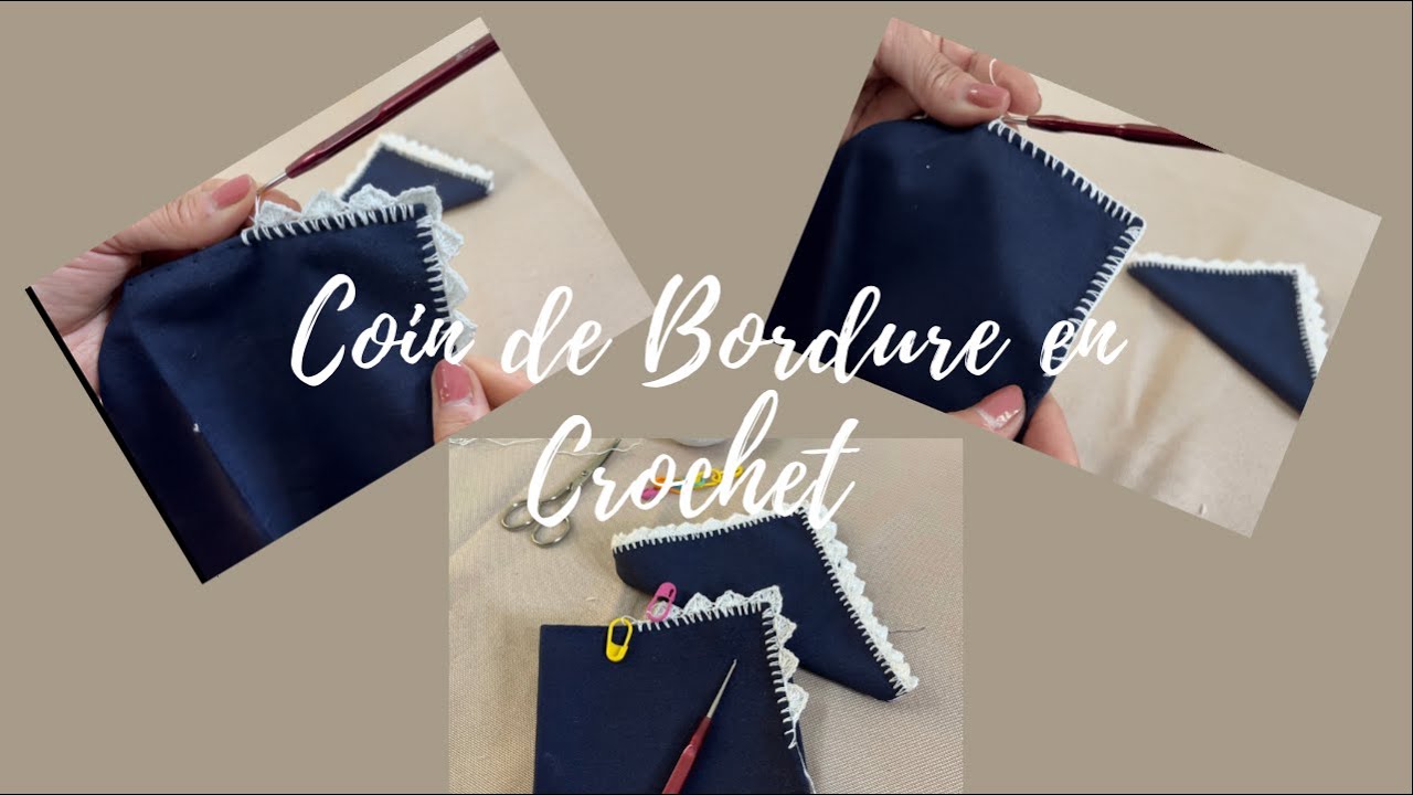 طريقة تزيين مناديل من القماش بحاشية من الكروشي الجزء الثاني