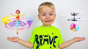 Gaby and Alex Plays with FLYING TOYS for kids