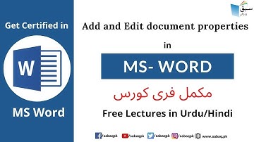 Add and Edit document properties in MS Word, Computer Science Lecture | Sabaq.pk