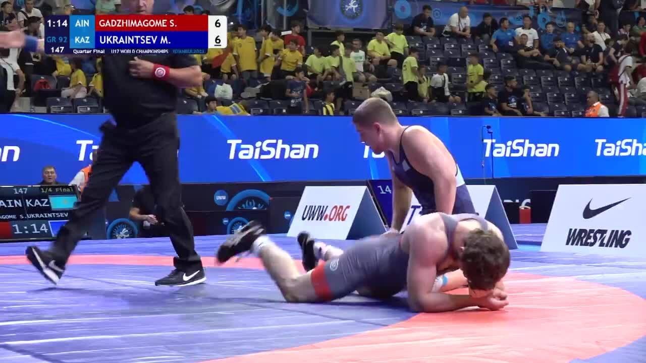 Quarter Final • GR 92Kg • Saipula GADZHIMAGOMEDOV (AIN) vs. Maxim UKRAINTSEV (KAZ)