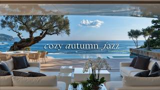Cozy Autumn Jazz In Refreshing Terrace | Soft Jazz Ambience & Ocean Therapy For Peaceful Coffee T... screenshot 5