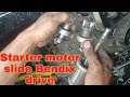 Starter motor slide Bendix drive