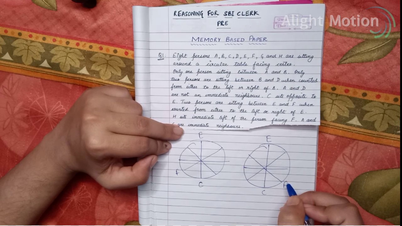 MEMORY BASED PUZZLE ASKED IN SBI CLERK PRE 2020 