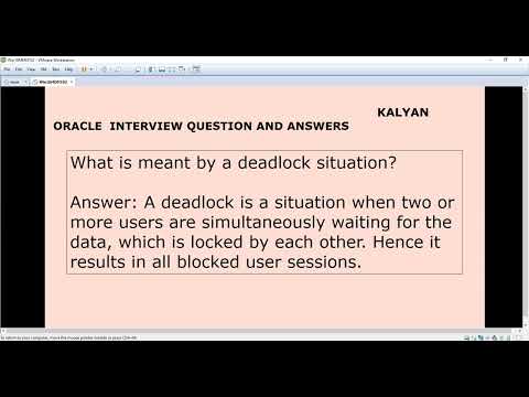 ORACLE SQL, ORACLE INTERVIEW Q&A, DEAD LOCK