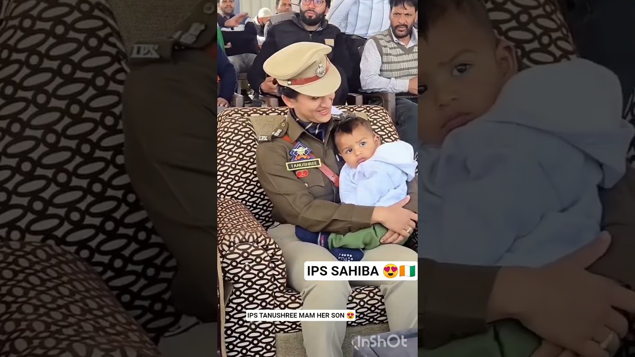 Ips Tanushree SSP Pulwama with her son during the Republic Day celebrations 