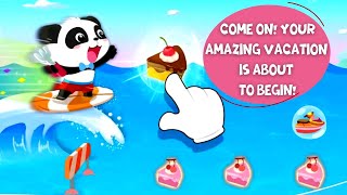 ⛱Baby Panda's Summer: Vacation | Kids Learn | Hotel Check-in, Sea Surfing, Sandcastle Building screenshot 1
