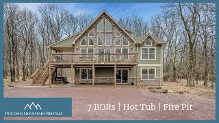 Snowcap Cabin Pocono Rental Tour | Large Mountain Home | Hot Tub, Firepit & Indoor/Outdoor Fireplace