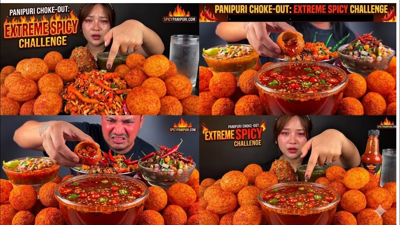 ASMR: eating spicy panipuri 🥵@Mikasafoodie vs @DikshaPatgiri #eatingsounds 