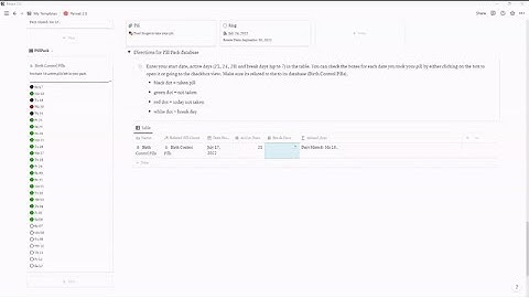 Notion Period Tracker Birth Control Pill Pack View