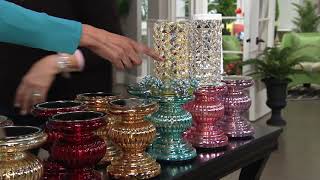 Set of 2 Lit Candle Holder Pedestals with Mirror Inserts by Valerie on QVC