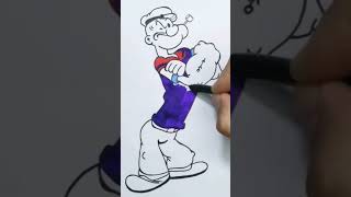رسم وتلوين شخصية باباي رجل البحار بطريقة جميلة. /How to draw popeye /Drawing cartoon